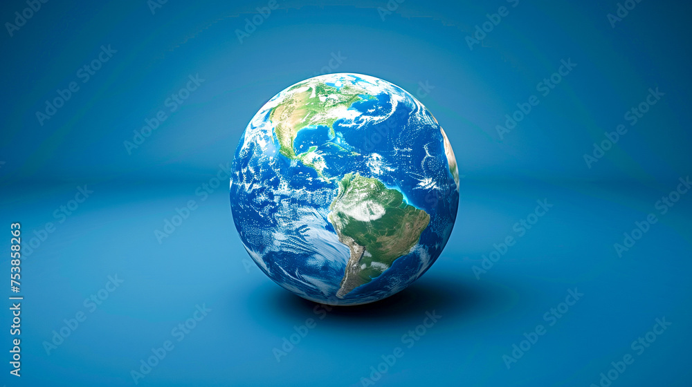 Planet Earth with a clear blue sky in the background representing a global view Planet Earth with a clear blue sky in the background representing a global view