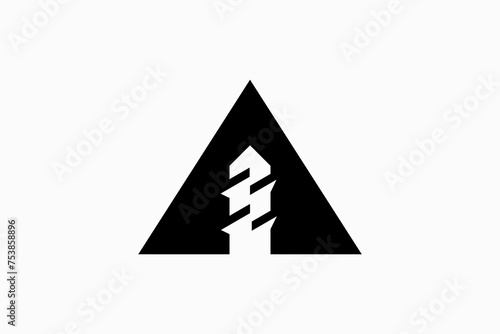 drill with triangle Vector Logo Premium 