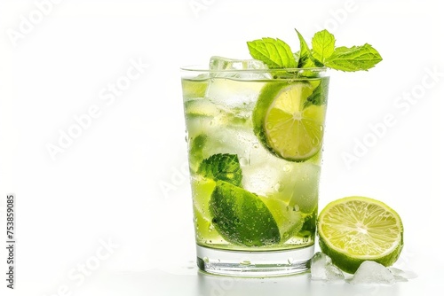 Refreshing cocktail Isolated on white Summer drink Vibrant flavors Mojito Caipirinha