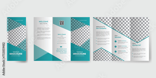 Professional business three fold brochure template .6 page design brochure design. photo