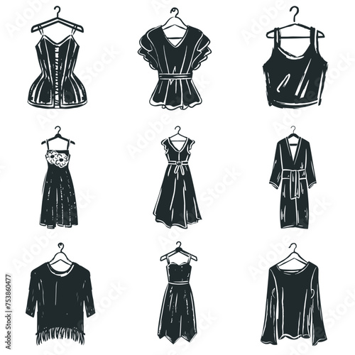 Unisex-Kleidung: Pinselstrich-Zeichnungen Vektorgrafik-Bundle