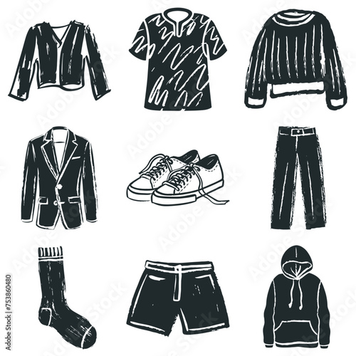 Unisex-Kleidung: Pinselstrich-Zeichnungen Vektorgrafik-Bundle