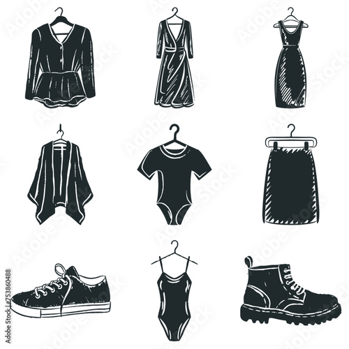 Unisex-Kleidung: Pinselstrich-Zeichnungen Vektorgrafik-Bundle