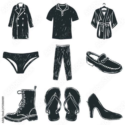Unisex-Kleidung: Pinselstrich-Zeichnungen Vektorgrafik-Bundle