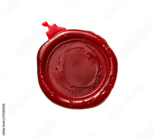 Red Round Wax Seal Stamp Isolated on a Transparent Background