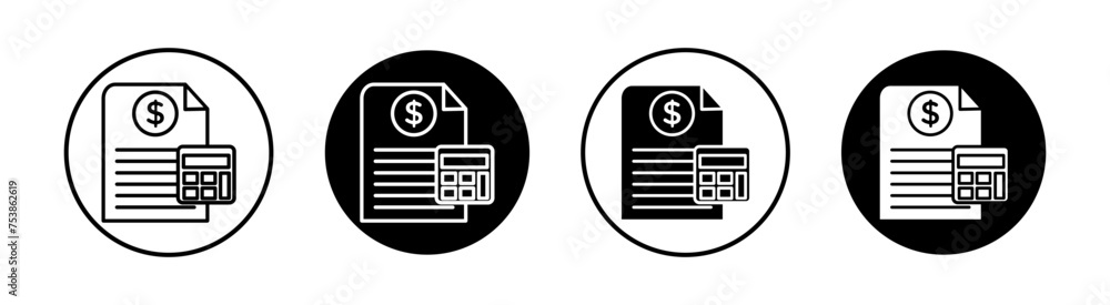 Budget flat line icon set. Budget Thin line illustration vector Budget flat line icon set. Budget Thin line illustration vector