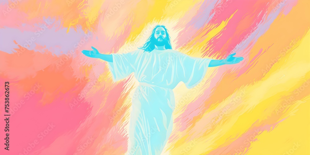 Jesus Christ Resurrection - Song of God on heaven background wallpaper, Easter Christian banner 