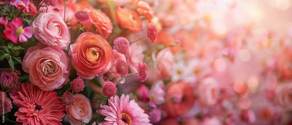 custom made wallpaper toronto digitalComposition of beautiful flowers, succulents and leaves on bokeh light background. Flowers frame.Top view, copy space.