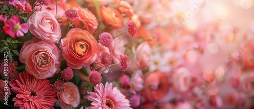 Wallpaper Mural Composition of beautiful flowers, succulents and leaves on bokeh light background. Flowers frame.Top view, copy space. Torontodigital.ca