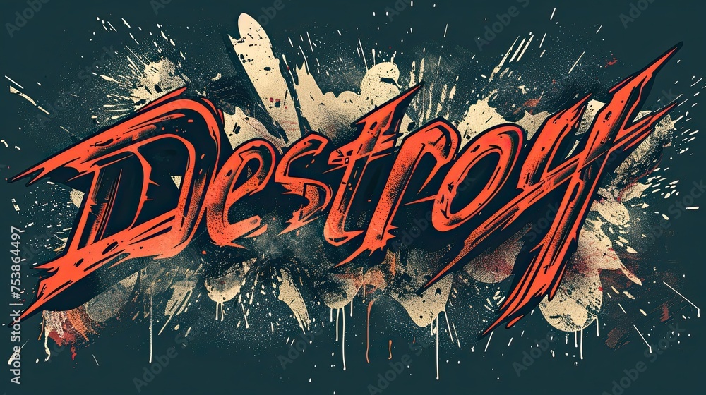© StasySin - The image features a dynamic and gritty graphic with the word 'Destroy' in stylized red text