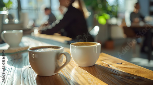 Office Collaboration Coffee Cups Among Colleagues at Table