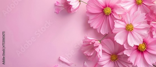 pink blooms Autumn composition made of beautiful flowers on light backdrop. Floristic decoration. Natural floral background. © WettE