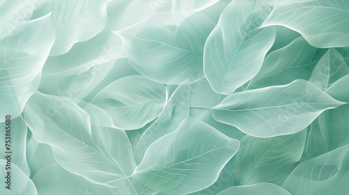 Flat illustration of an abstract background in a soft, green hue with leaf-like lines