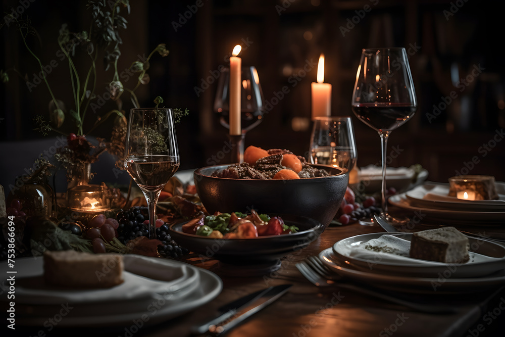 Table set up for dinner