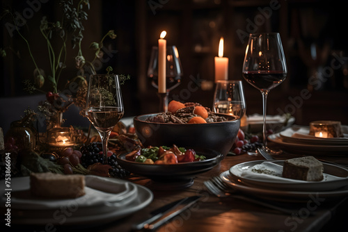 Table set up for dinner