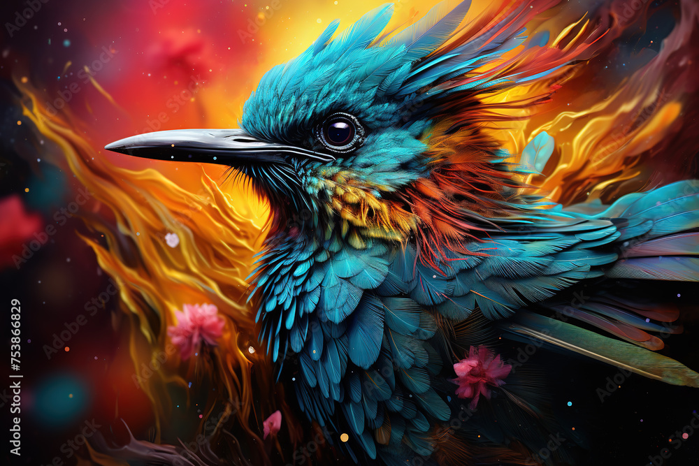 A colorful fantasy bird A colorful fantasy bird
