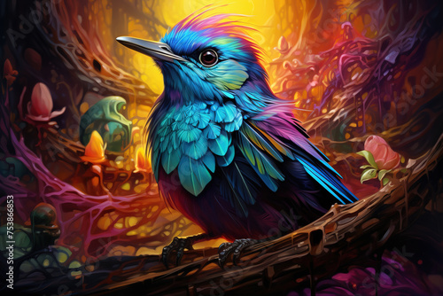 A colorful fantasy bird