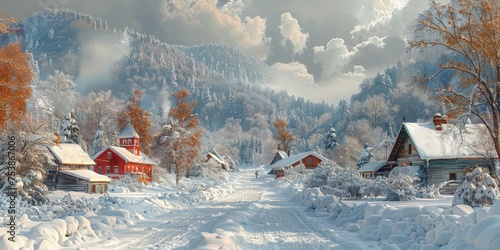 Wallpaper Mural Beautiful winter nature landscape, amazing mountain view. Scenic image of woodland. Frosty day on ski resort Torontodigital.ca