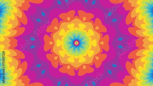 Bright iridescent background, throbbing abstract colorful concentric pattern