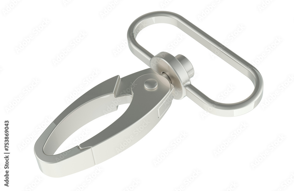 Steel carabiner hook, 3D rendering isolated on transparent background Steel carabiner hook, 3D rendering isolated on transparent background