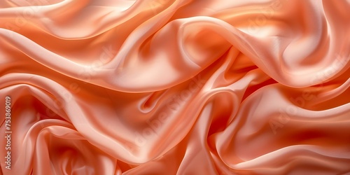 Creating a Soft Fabric Texture Background with Vibrant Abstract Waves of Peach Silk. Concept Fabric Textures, Peach Silk, Vibrant Abstract, Soft Background, Vibrant Waves