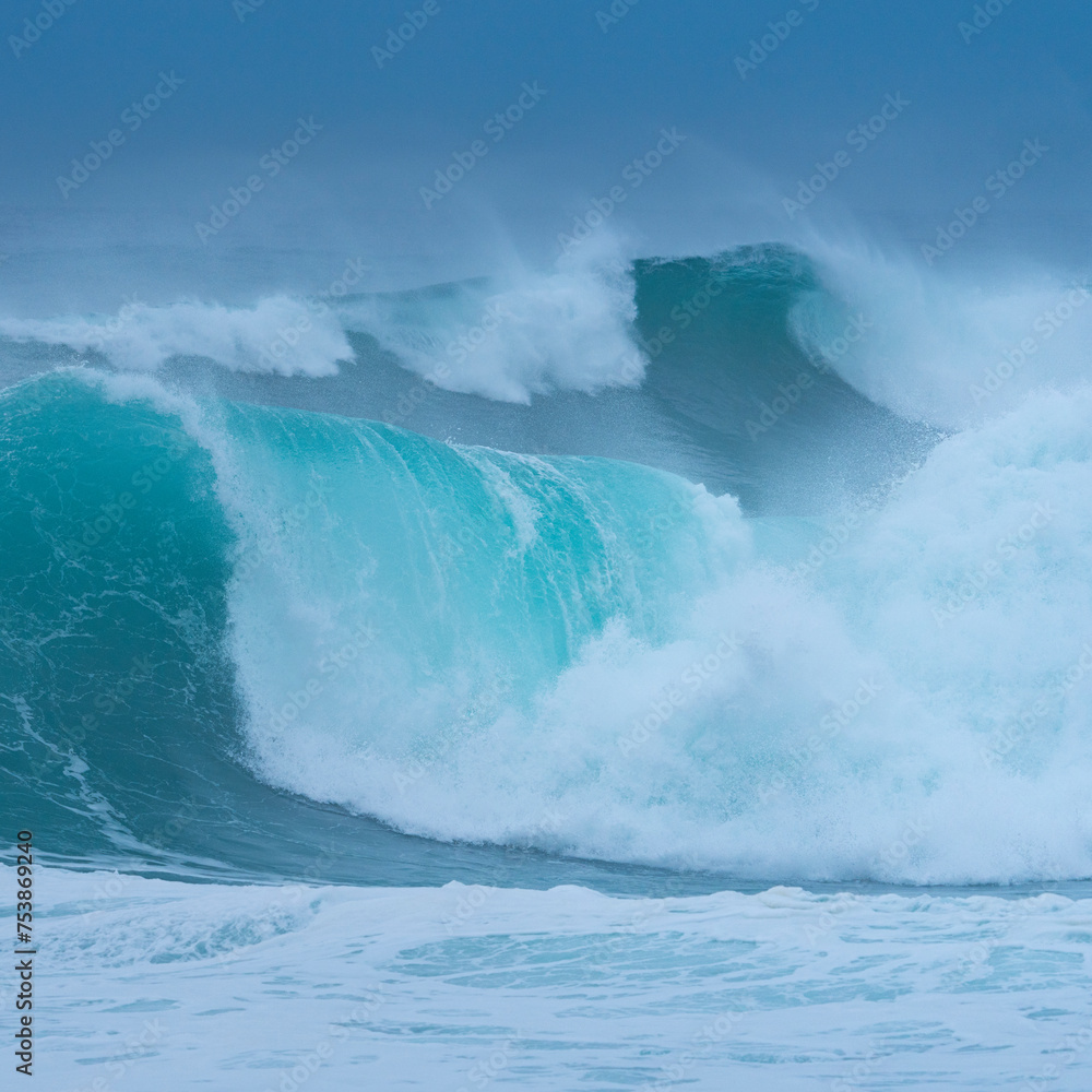 Obraz premium Storm surge with big waves. Santander Municipality. Cantabrian Sea. Cantabria. Spain. Europe