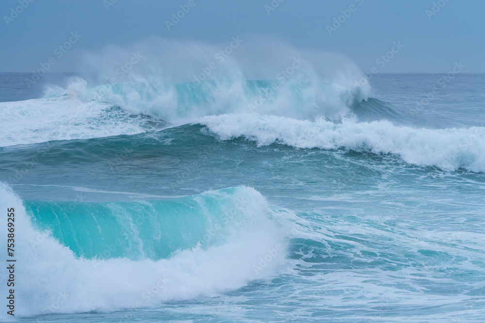 Storm surge with big waves. Santander Municipality. Cantabrian Sea. Cantabria. Spain. Europe