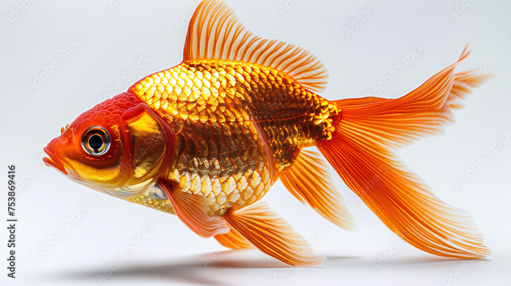 Fototapeta premium Gold Fish Isolated on White Background
