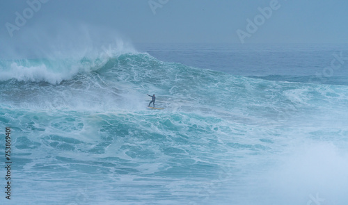  Giant Cow  surf competition. Storm surge with big waves. Santander Municipality. Cantabrian Sea. Cantabria. Spain. Europe