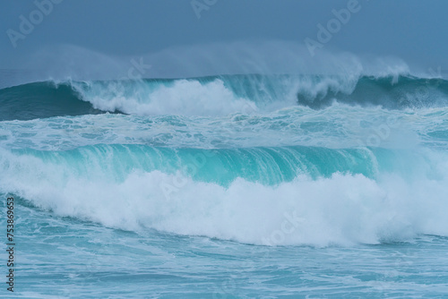 Storm surge with big waves. Santander Municipality. Cantabrian Sea. Cantabria. Spain. Europe