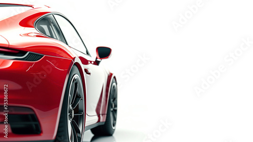 Back view of a generic and unbranded red car isolated on a white background © daniy