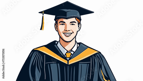 Un chico con el uniforme de graduación
