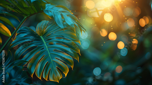 Blur beautiful nature green palm leaf on tropical beach with bokeh sun light wave abstract background. Copy space of summer vacation and business travel concept. © Muhammad