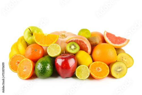 Set of fruits isolated on a white.