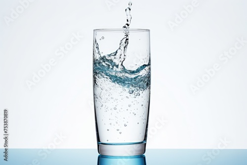 Crystal Clear Refreshment: Water Pouring into a Glass