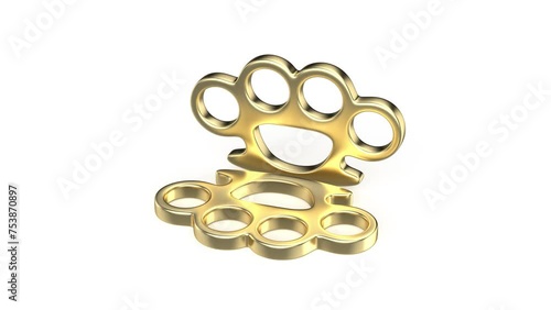 Pair of brass knuckles on white background photo