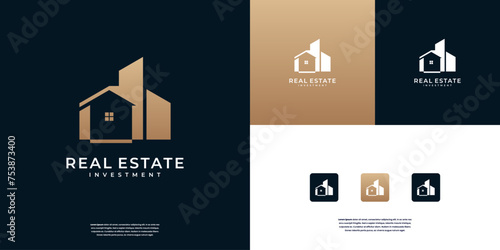 Golden Home Real Estate Logo. Construction Architecture Building Logo Design Inspiration.