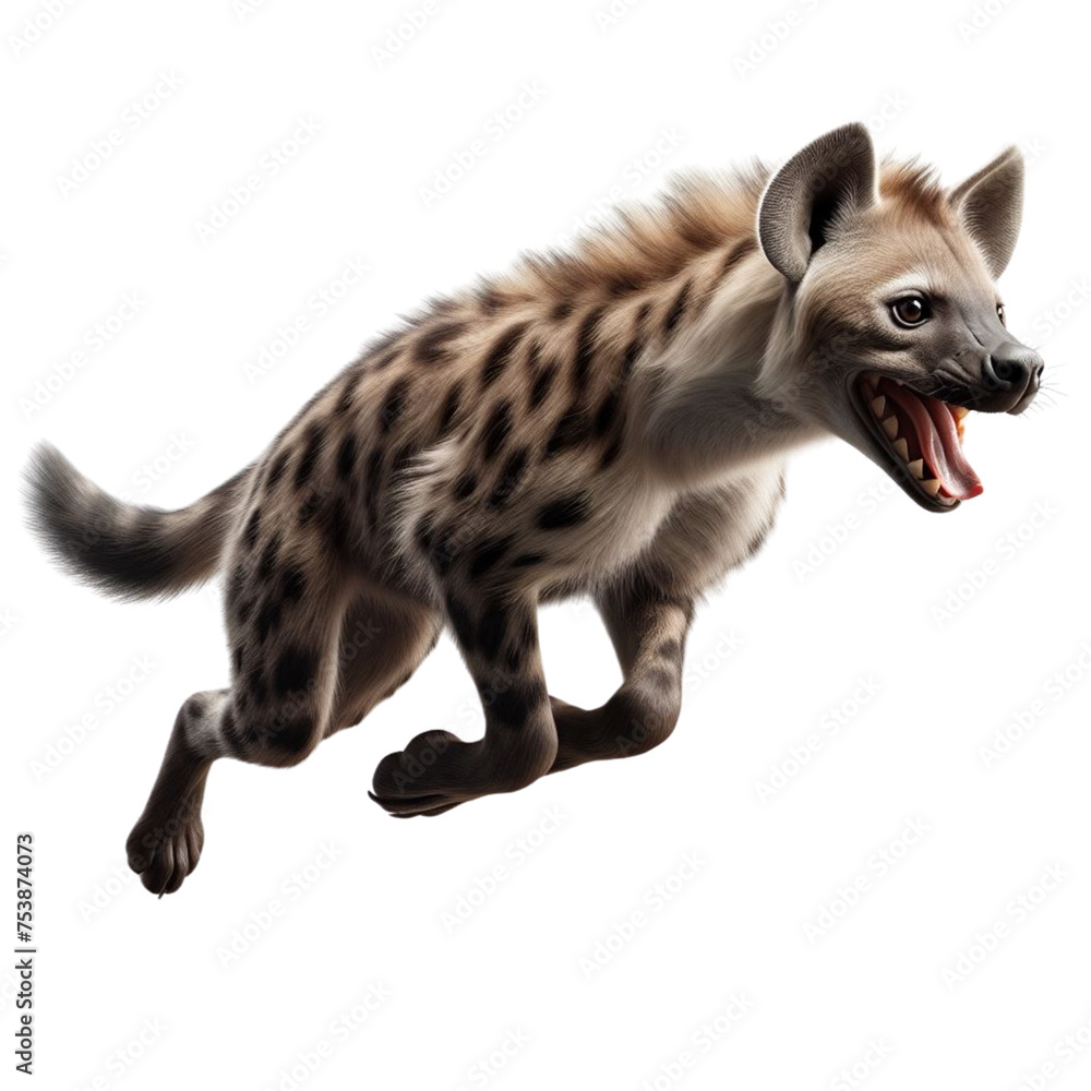 Hyena on transparent background running