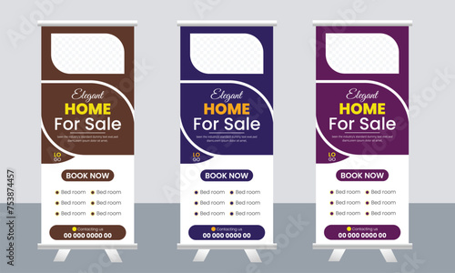 Real Estate Roll-Up Banner design print ready free download  (ID: 753874457)