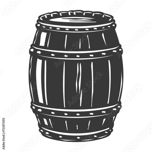 Silhouette of drum or barrel black color only