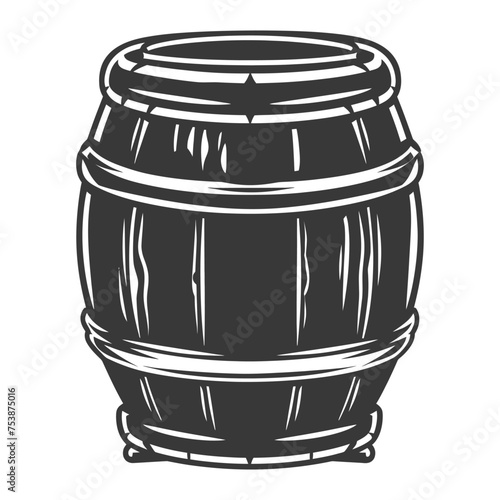 Silhouette of drum or barrel black color only