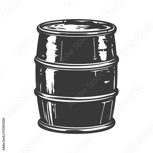Silhouette of drum or barrel black color only
