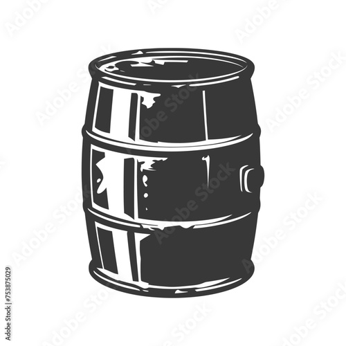Silhouette of drum or barrel black color only