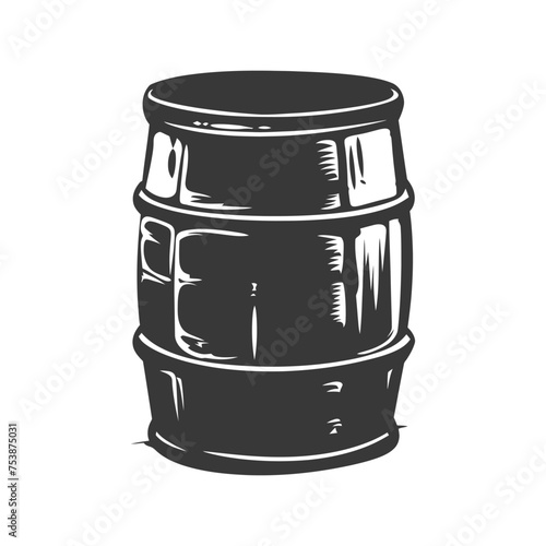 Silhouette of drum or barrel black color only