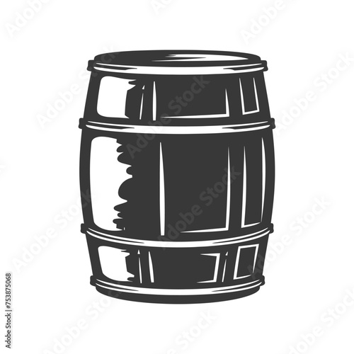 Silhouette of drum or barrel black color only