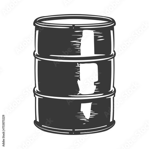 Silhouette of drum or barrel black color only