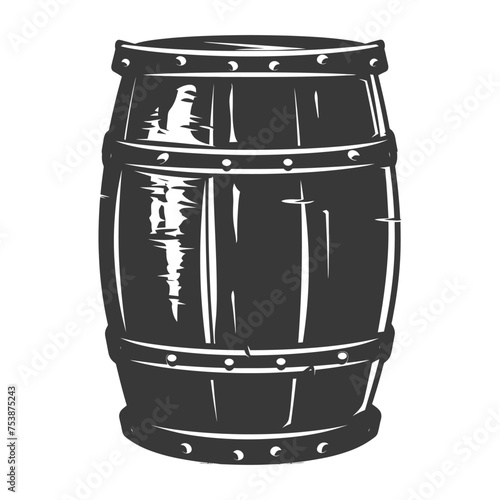 Silhouette of drum or barrel black color only