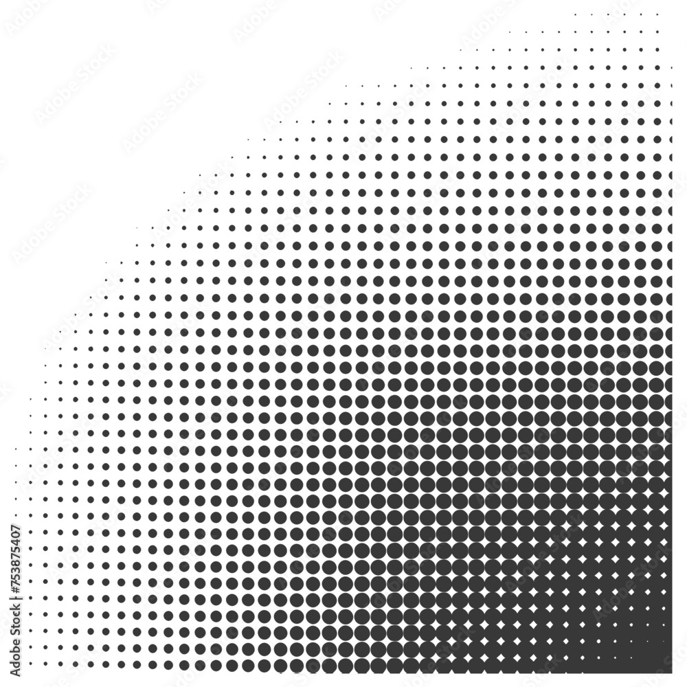 Silhouette of Halftone gradients with perfectly round black color only