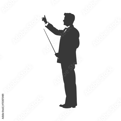 Silhouette orchestra conductor in action black color only