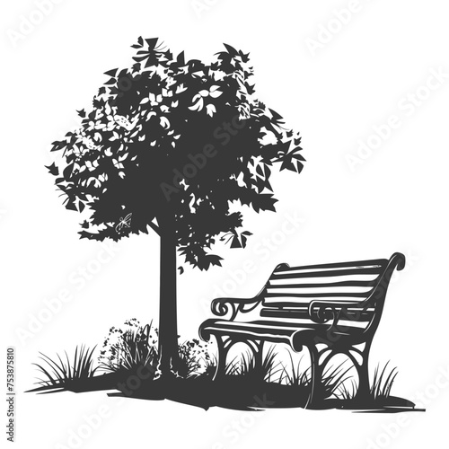 Silhouette Park bench black color only